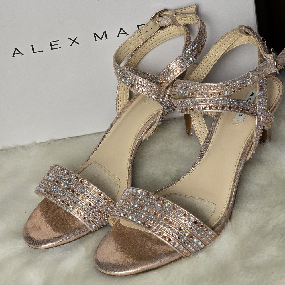 Alex Marie Women's Rose Gold Embellished Heels Size 8 1/2 - Picture 2 of 15
